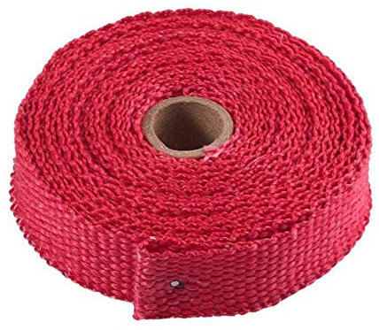 Auspuffband，Hitzeschutzband Auspuff 5m Auspuff-Rohrtuch Glasfaserband Auto Auspuffrohr Wrap Isolation Baumwolltuch Dämmung Wärmegewickelte Band(Red)