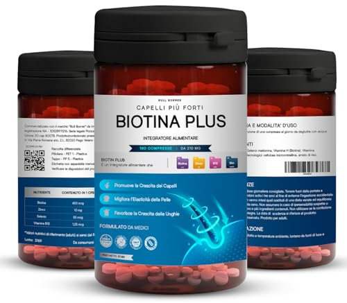 Integratori Per Capelli Biotina Crescita Veloce Pelle Unghie Donna Uomo Anticaduta con Zinco Selenio Vitamina B12 Alta Concentrazione Made in Italy 180 Compresse Confezione Smart