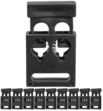 Tapón para cordón, 2 Agujeros, 10 Piezas, Negro, para Cordones de hasta Ø 4,5 mm, Pinza para cordón Chaqueta, Ropa, Mochila, tapón elástico para cordón, Cordones de Cierre rápido