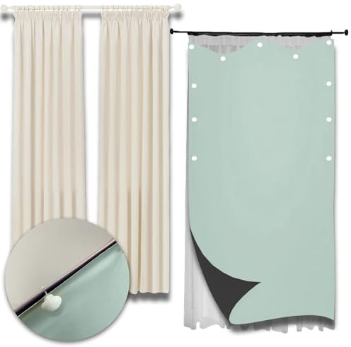 Verdunklungsrollo Thermo 60 x 185 cm, Verdunkelnd, Hitzeschutz, Blickdicht Sichtschutz, Ohne Bohren Verdunkelung Rollos, Hitzeschutz, mit Klettband für Auto Reisen, Grün B