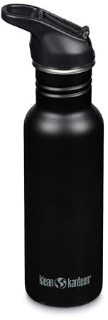 Klean Kanteen Fahrrad Trinkflaschen Classic Narrow (Flip Sport) mit Trinkverschluss aus Edelstahl in der Farbe Schwarz mit einem Volumen von 532 ml, 1011187