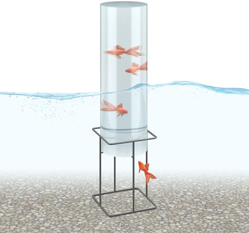 Relaxdays Fischsäule, H x D: 61,5 x 20 cm, Acryl, Metall, Fischturm für Gartenteich, Teich Dekoration, transparent/grau