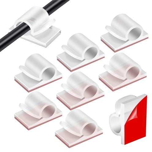 50 pezzi grandi fermacavi, fermacavi adesivi trasparenti, ganci per cavi, organizzatori di cavi, fermacavi per luci esterne per la gestione dei cavi, scrivania da ufficio, parete, 14x20 mm/0,55x0,78 p