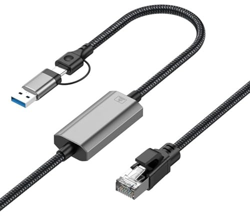 Leehitech Adaptateur USB C vers Ethernet, 1000Mbps USB 3.0 vers RJ45 LAN Adapter, Adaptateur réseau USB Compatible avec iPhone 15/16Pro, MacBook Pro/MacBook Air, Surface Book, Dell XPS (1.2m)