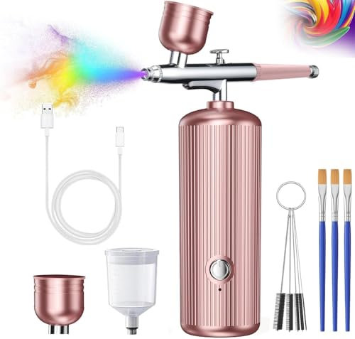 Airbrush Kit with Compressor, 48PSI Rechargeable Cordless Mini Spry Gun Set