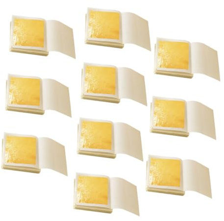 NUOBESTY 10stücke Essbares Blattgold Folienpapier Gold Imitat Für Schönheit Und Dekoration Mit Stabilen Und Oxidationshemmenden Eigenschaften