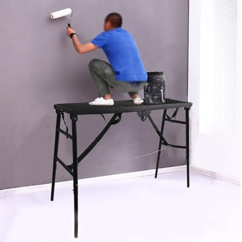 Ponteggio regolabile con Outriggers Piattaforma di lavoro pieghevole per verniciatura auto lavaggio vetri attrezzature edili per uso interno ed esterno (180 x 30 x 150 cm)
