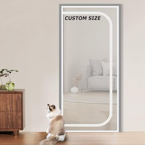 Zanzariera autoadesiva per cani e gatti, per balcone, camera da letto, con cerniera, zanzariera, zanzariera, zanzariera, per cucina, patio, cane e gatto, antigraffio (larghezza x altezza: 130 x 220 cm