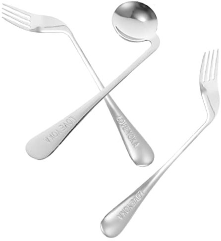 SOPOTUTU Cuillère Coudée Et Fourchette Pour Personnes Âgées Ustensiles Alimentation Pour Patients Vaisselle Pratique Pour Repas Faciles