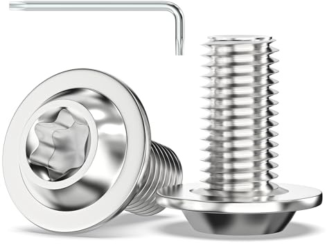 Valorada 20Pcs M6 Bolts, M6 x 12mm Flanged Button Head Screws Bolts, 304 Stainless Steel Furniture Screws, Torx Drive, Fully Threaded with Torx Key