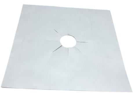 Feuille de Protection pour Plaque de Cuisson à Gaz 27x27cm | Argenté, Ptfe-résine, Lot de 1, Réutilisable, Nettoyage Facile, pour Gazinière et Four