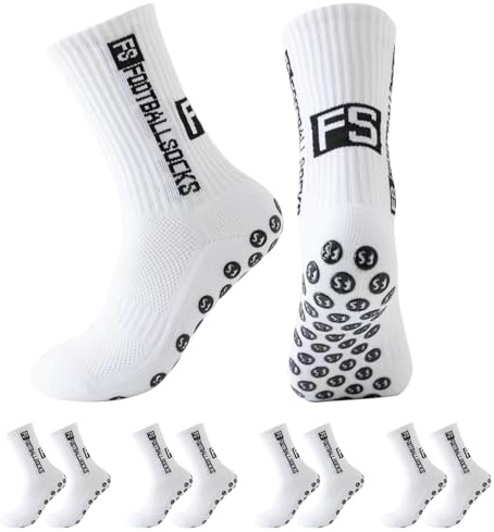 Betrynidil 5 Pares Calcetines de fútbol,Calcetines Antideslizantes Futbol,38-45 Football Socks,para Fútbol,Baloncesto,Tenis,Voleibol,Running y Ciclismo (Blanco)