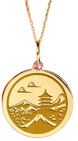 LKBEADS Collier en argent sterling 925 22-24 mm | Chaîne de 45 cm | Pendentif japonais | Maison japonaise traditionnelle | Charmant pendentif Minka | Bijoux plaqués or | L_02192
