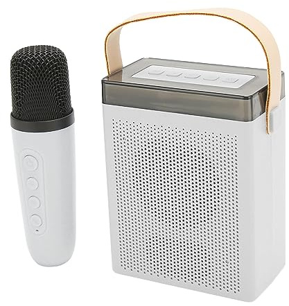 AKLOSIPY Machine de karaoké Rechargeable avec Microphone et éclairage RVB pour Fête à Domicile KTV - Qualité Sonore (White)
