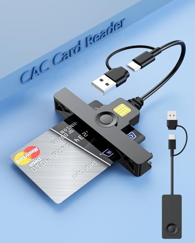 Lecteur de cartes USB-C CAC USB-A+, lecteur de carte à puce SIM militaire 2 en 1, lecteur de cartes à puce DOD à accès commun, compatible avec Windows, Mac OS et Linux, ISO 7816 classe A, B, C, design