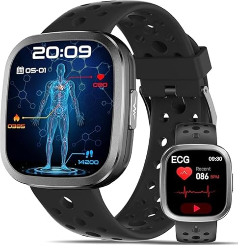 2026 Neu Smartwatch mit EKG/ΒΙυτｚυcker/ΒΙutdruck/HRV/BMI/Harnsäure/Schlaf/Apnoe-Monitor,Gesundheitsuhr 1.72Smart watch SPO₂,24H blυtdrυckmessυng/Herzfrequenz Bluetooth-Anrufe SOS-Ruf SMS-Erinnerungen