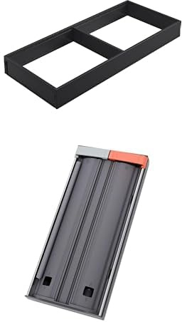 Bundle aus Blum AMBIA-LINE Schubladen-Organizer aus pulverbeschichtetem Stahl | 47×20×5 cm | Oriongrau + AMBIA-LINE Folienschneider | 2-in-1 Cutter für Frischhalte- & Alufolie bis Ø46 mm