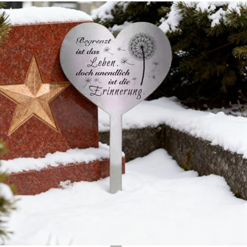Gdfnmogo Décoration funéraire en acier inoxydable en forme de cœur pour cimetière et pelouse, marqueur de tombe résistant aux intempéries et à la rouille, 28 x 12 cm, jardin argenté (B)