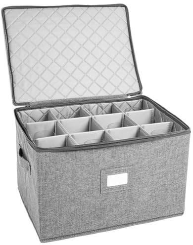 Ehwisbe Boîte de Rangement pour Flûtes à Champagne, Organisateur de Verre pour 12 Flûtes à Champagne en Cristal, Boîte de Rangement et D'Organisation Pliable, Organisateur de Verrerie Anti-Poussière.