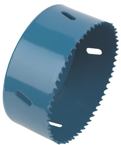MULTI-MATERIAL HOLESAW 102MM, Cuts Wood, Laminate, Sheet Metal & Plastic, 5/8” Thread, Steel Slotted Barrel to Aid Removal of Debris, For 1/2 Chucks - Use with Pilot Drill, 1 in Pack