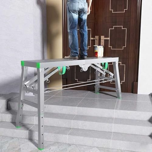 DUANHOZ Plataforma de Trabajo Plegable para Andamios, andamio Plegable portátil, Escalera Tipo Torre, Taburete, Banco, Altura Ajustable, para el hogar, Taller, Garaje y Obra de c