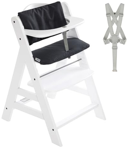 hauck Alpha Plus Tronas de Madera Evolutivas - Silla Infantil Comedor para Bebés con Arnés y Cojín Incluidos - desde aprox 6 Meses hasta 90 kg