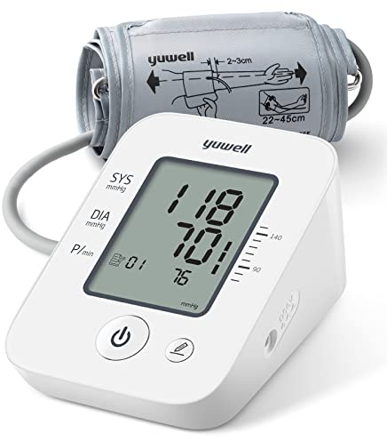 yuwell Oberarm-Blutdruckmessgerät große Manschette für 22-45 cm Oberarm, Digitaler Blutdruckmessgerät zur Genauen Blutdruck- und Pulsmessung mit Speicherfunktion und Arrhythmie-Erkennung