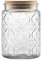 ANSQU Bocal vintage en verre décoratif de 700 ml avec couvercle en bambou, pot à bonbons, à biscuits pour comptoir de cuisine, garde-manger, pot de rangement en verre pour café, thé, sucre, sels de