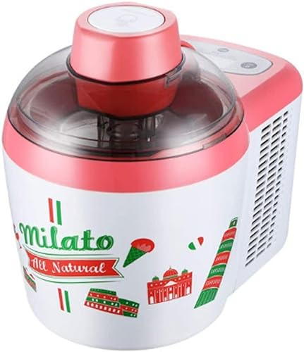 Samnuerly Ice Cream Maker with Built in Freezer 600ML Automatic Ice Cream Machine with Measuring Spoon Ball Digger Silicone Spatula And Measuring Cup,Red (Red)