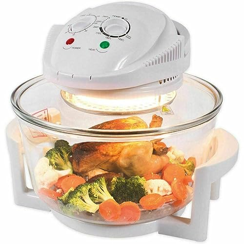 12L Litre Halogen Convection Oven Cooker Air Fryer Oven Low Fat Multi Function Oven Toughened Material Healthy Air Cooking Self-Cleaning Mode 60 Minute Timer