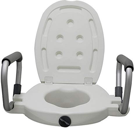 Rialzo per Sedile WC rialzato - Rialzi per Sedile WC Standard per Anziani, Sedile WC per disabili Portatile con Maniglie, per disabili Anziani bariatrici, Equilibrio per Anziani - bracciolo imbottit
