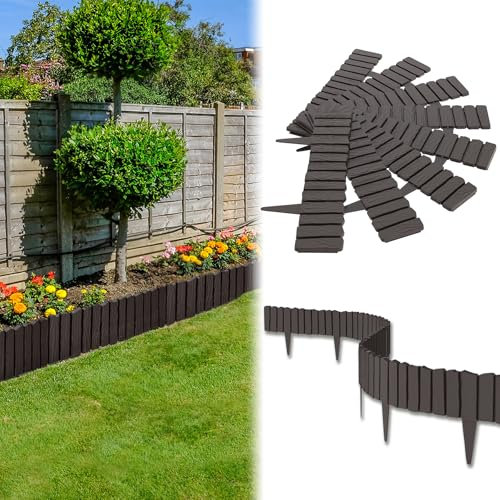 UISEBRT Bordo per aiuole in plastica PP, 4,6 m, effetto legno, per aiuole e aiuole, impermeabile, resistente alla corrosione (marrone)
