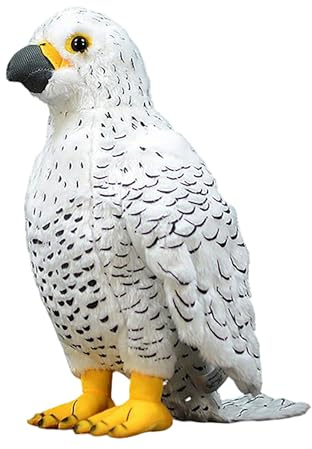 lilizzhoumax Gerfalke plyschdjur 25 cm (9,8 tum) simulerat djur Kawaii falke plysch, realistisk fågel-plyschleksak för vilda djur, gåva till vänner och barn lurvigt mjuk leksak, vit