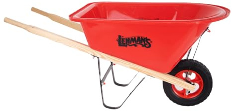 Lehman's Eli & Mattie Kids Wheelbarrow, Sturdy Wooden Handles and Heavy-Duty Plastic Tub, Toy for Outdoor Play, Perfect for Gardening and Active Imaginative Fun