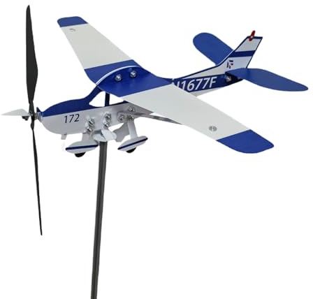 Windfahne Flugzeug, Wetterfahnen Aus Metall Flugzeug, Wetterhahn Fürs Dach Garten Gartenhaus, Windfahne Für Draußen Garten Balkon, Windmühle Metall Garten Wetterfest Windrad Gartenskulptur
