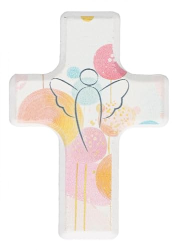 Butzon & Bercker Handschmeichler Kreuz Schutzengel Buchenholz 6 cm | Symbol für Trost & Geborgenheit, Geschenk für Taufe, Kommunion oder Trauer, Unikat aus Holz, 6 x 4 cm Taschenkreuz