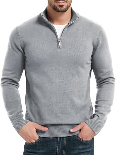 Aotoyou Half Zip Pullover Herren Rollkragenpullover Troyer Winter | Strickpullover Pulli mit Reißverschluss und Stehkragen Solid Arbeitspullover Sweater Herbst Winterpullover Büro Feizeit