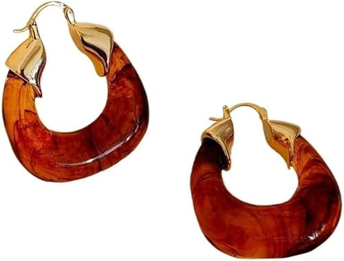 Bernstein-Ohrringe Für Damen 18 Karat Gold Vintage-u-förmige Ohrringe, 18K