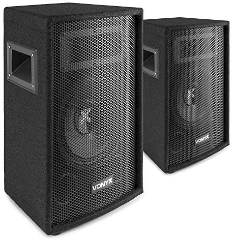 VONYX SL8 Pair of 8 Inch Passive DJ PA Speakers - 400W Peak 2-Way Bass Reflex Loudspeaker System Ideal for DJ Booths, Karaoke Events, Home Parties, Disco and On-Stage Performances