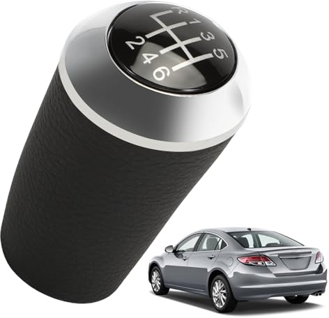 LDLRevX Pomo de palanca de cambios de 6 velocidades para Mazda 6 II GH 2007 2008 2009 2010 2011 2012 piel sintética material cubierta de palanca de cambios