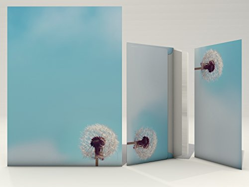 Briefpapier Set | Pusteblume | 20 Blatt Florales Motivpapier A4 | 20 Briefumschläge OHNE FENSTER im DIN LANG-Format
