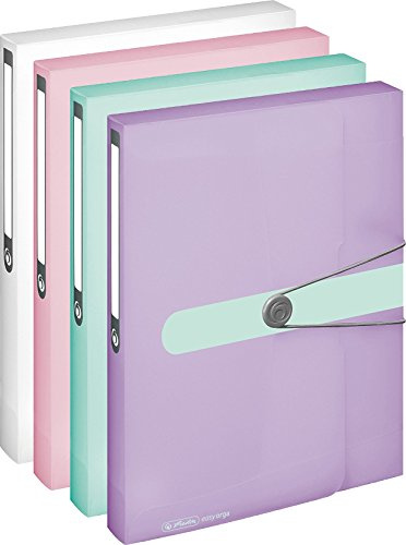 4x Herlitz Sammelbox/Heftbox/DIN A4 / 4 transparent (Pastell Komplett) minze, flieder, transparent und rosé