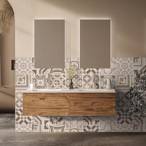 RE-COVERTILES - Adesivi Piastrelle Cucina Bagno Mattonelle adesive in PVC Impermeabili Antigraffio Stickers Decorazione Parete Cementine Peel and Stick - Modello 24 Pz 20x20 cm PS00151 Made in Italy