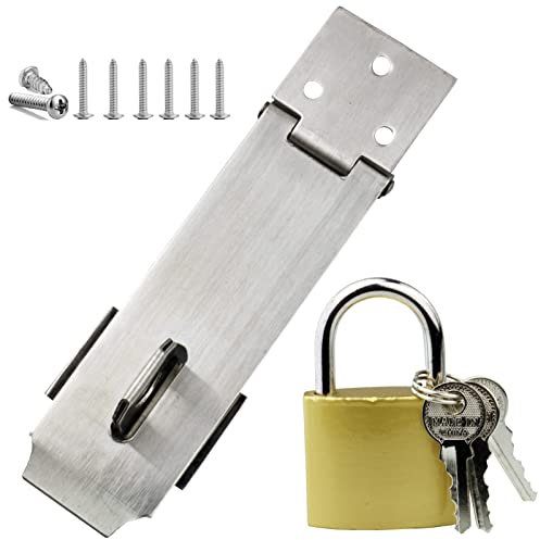 Arlai 10,2 cm Edelstahl-Riegelschloss Vorhängeschloss mit Schrauben und Vorhängeschloss, Ihr eigenes Zaunschloss, Torschloss, für Schuppenschlösser mit Schlüsseln