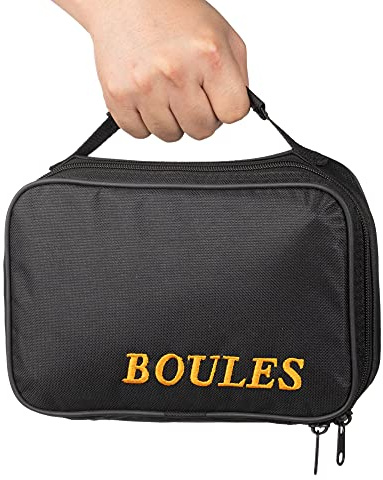 Tofern Lot de 2 Sacoche Trousse Jeu de Boules nylon Oxford Robuste Pratique Sac à Main Pétanque sans Boules Adaptation 3/6/8 boules, Noir pour 3 boules