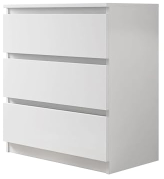 Mirjan24 Kommode Malwa M3 mit 3 Schubladen (Weiß)