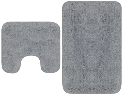 vidaXL Badematten-Set 2-TLG. Stoff Grau