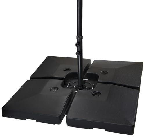 Montafox Peso dello ombrellone Base per Parasole per ombrellone a baccio - Nero 90 Litri / 150 kg - Possono Essere riempiti con Acqua o Sabbia