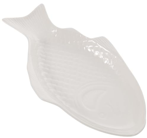 DOITOOL Creative Fish Plate Ceramic Serving Platter 11 Inch Fish Shaped Dish Snack Storage Tray for Home Dinner Party Restaurant