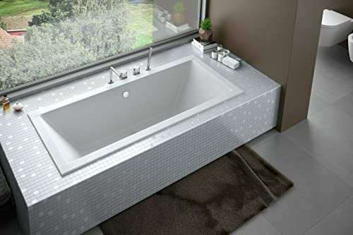 Eckbadewanne Acryl Badewanne 155/160/170/175/180/190 cm weiß QUADRO SLIM ohne Schürze (180 x 80 cm)